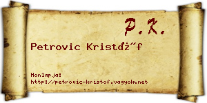 Petrovic Kristóf névjegykártya